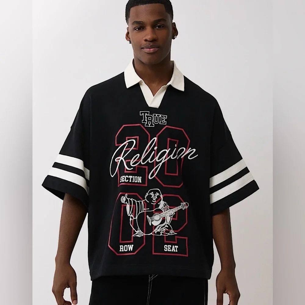 True Religion Terry Oversized Polo Shirt XXL